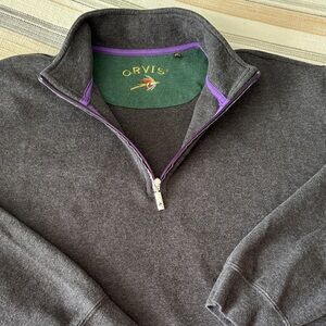 Orvis Men's Charcoal Zip-Up Sweater
